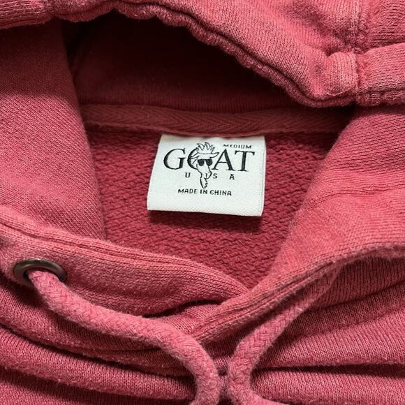 Goat USA Hoodie Mens Medium Red Sweatshirt Pullover Embroidered Pocket - Picture 2 of 13